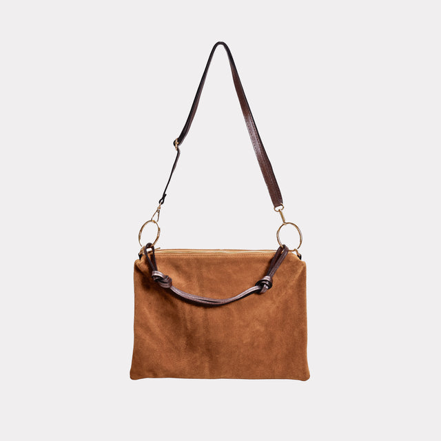 W by Whitemood-Borsa a spalla in pelle scamosciato - camel