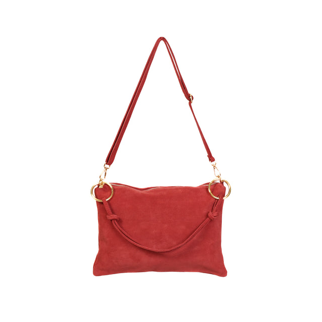 W by Whitemood-Borsa a spalla in pelle scamosciato - Rosso