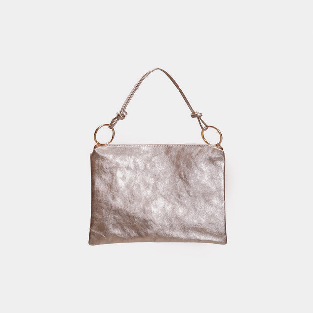 W by Whitemood-Borsa a spalla in pelle laminata - bronzo