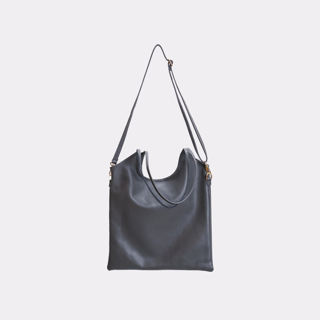 W by Whitemood-Leather shopper bag - grey