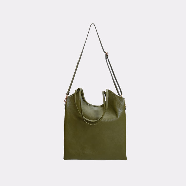 W by Whitemood-Leather shopper bag - military