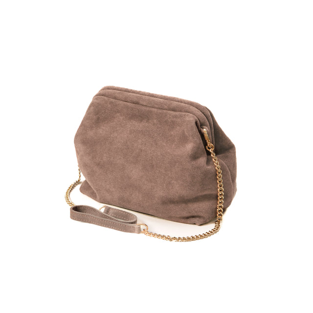 W by white mood-Borsa clutch genuine leather scamosciata - sand