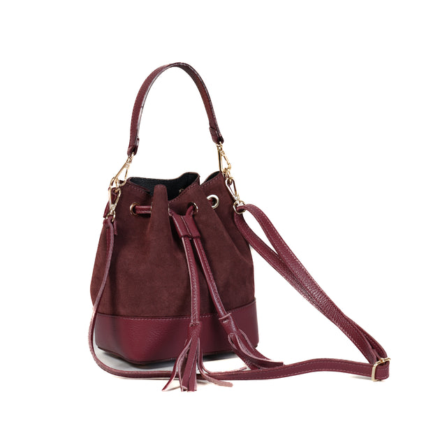 W by Whitemood-Borsa secchiello grande con nappine - Bordeaux