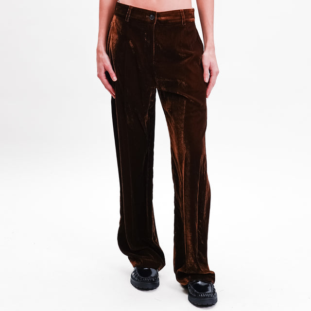 Wu'side-Cellular Trousers - brown