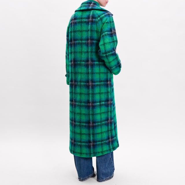 Wu'side-Cappotto tartan lana cotta - verde/nero