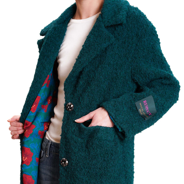 Wu'side-Bouclé coat with jewel buttons - GREEN