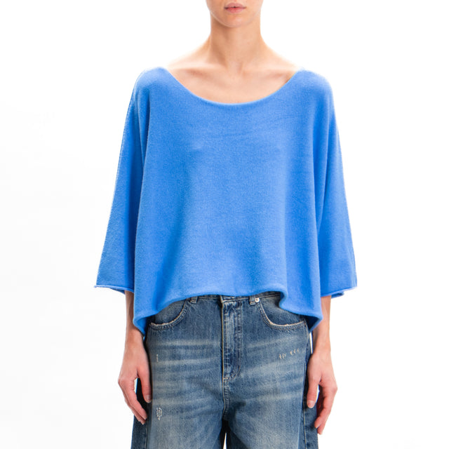 Zeroassoluto-Maglia crop manica ampia - azzurro