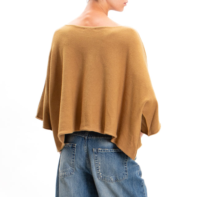 Zeroassoluto-Wide Sleeve Crop Top - Camel