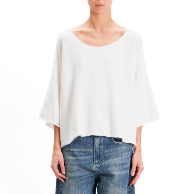 Zeroassoluto-Maglia crop manica ampia - off white