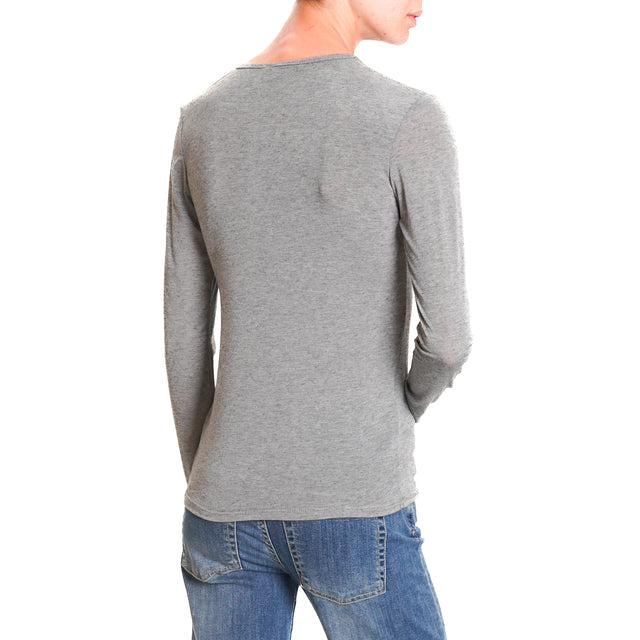 Zeroassoluto-Thin Cashmere Blend T-Shirt - Grey