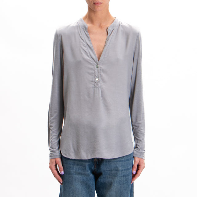 Zeroassoluto-Camicia chester doppio tessuto - grey