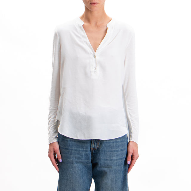 Zeroassoluto-Camicia chester doppio tessuto - off white