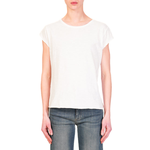 Zeroassoluto-T-shirt half sleeve raw cut - white