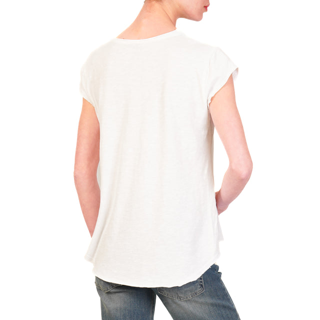 Zeroassoluto-T-shirt half sleeve raw cut - white