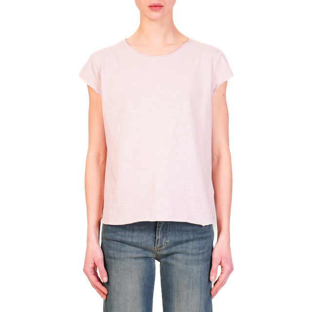 Zeroassoluto-T-shirt mezza manica taglio vivo 100% cotone - rosa