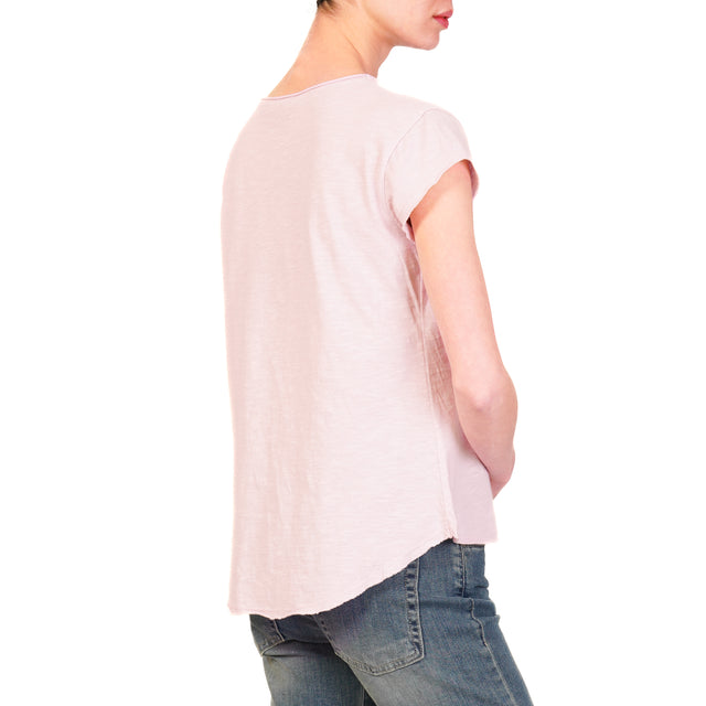 Zeroassoluto-T-shirt mezza manica taglio vivo 100% cotone - rosa