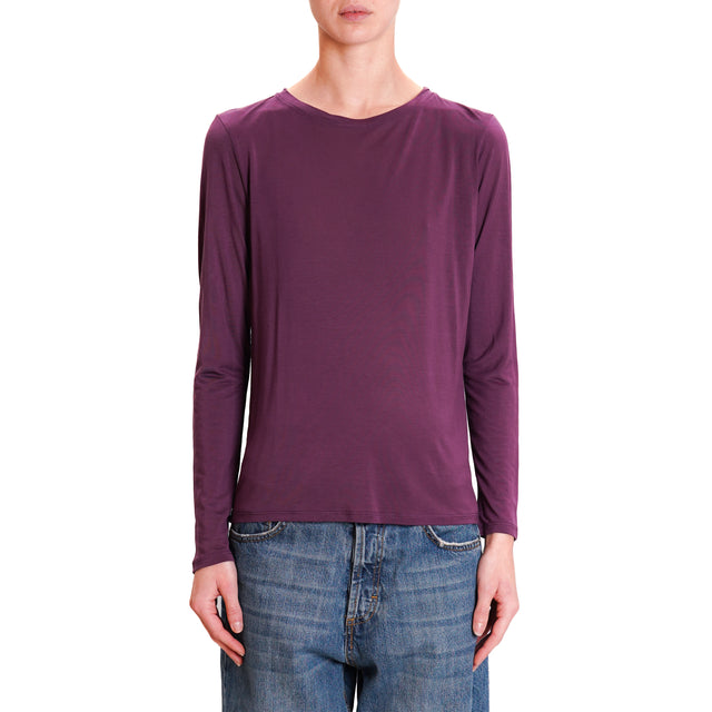 Zeroassoluto-T-shirt slim fit lyocell fabric 100% NATURAL FIBER - aubergine