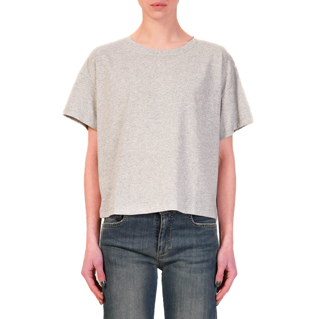 Zeroassoluto-T-shirt scatola cotone elasticizzato mezza manica - grigio melange