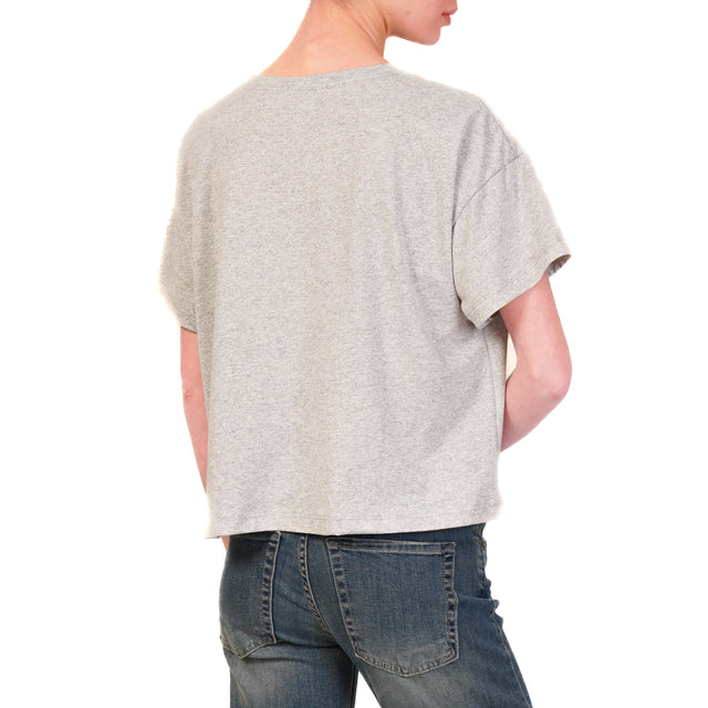 Zeroassoluto-T-shirt scatola cotone elasticizzato mezza manica - grigio melange