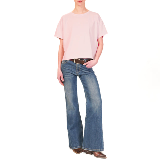 Zeroassoluto-T-shirt scatola cotone elasticizzato mezza manica - rosa