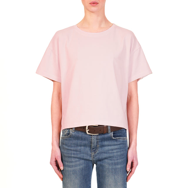 Zeroassoluto-T-shirt scatola cotone elasticizzato mezza manica - rosa