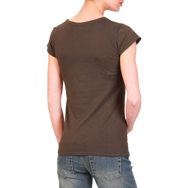 Zeroassoluto-T-shirt 100 % cotone mezza manica - moro