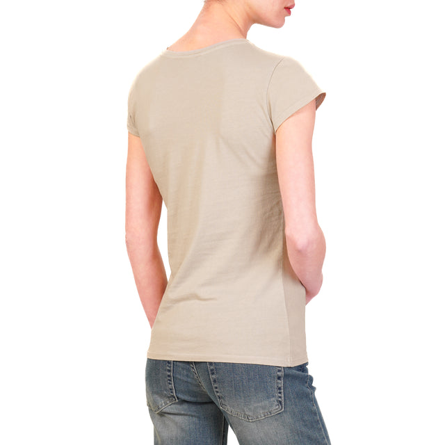 Zeroassoluto-T-shirt 100 % cotone mezza manica - taupe