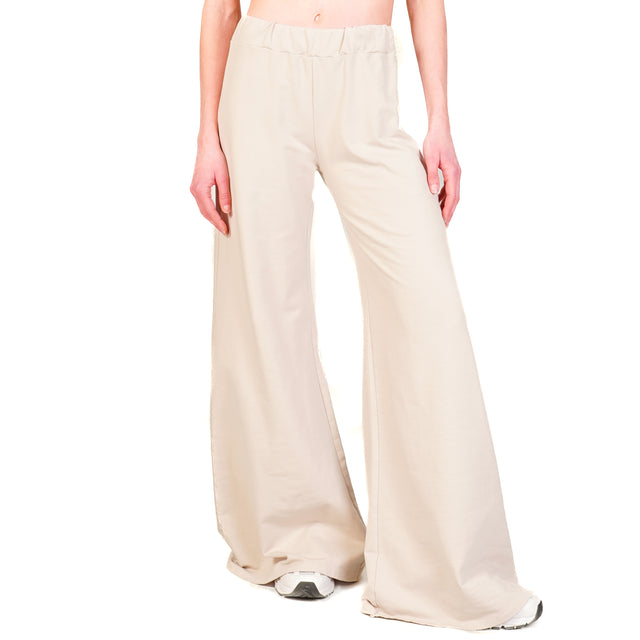 Zeroassoluto-Pantalone a zampa felpa light - beige