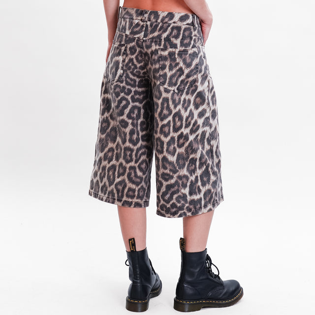 Zeroassoluto-BILLY animalier Bermuda shorts - sand/dark brown/black