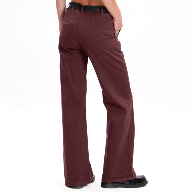 Zeroassoluto-LILLY palazzo trousers in stretch cotton - burgundy