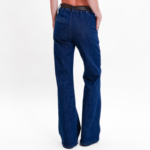 Zeroassoluto-Pantalone LILLY palazzo tela jeans elasticizzata - denim