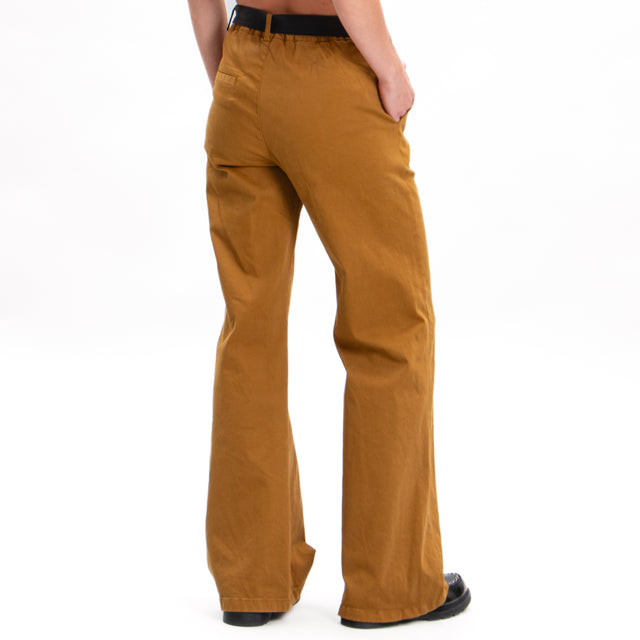 Zeroassoluto-LILLY palazzo trousers in stretch cotton - humus