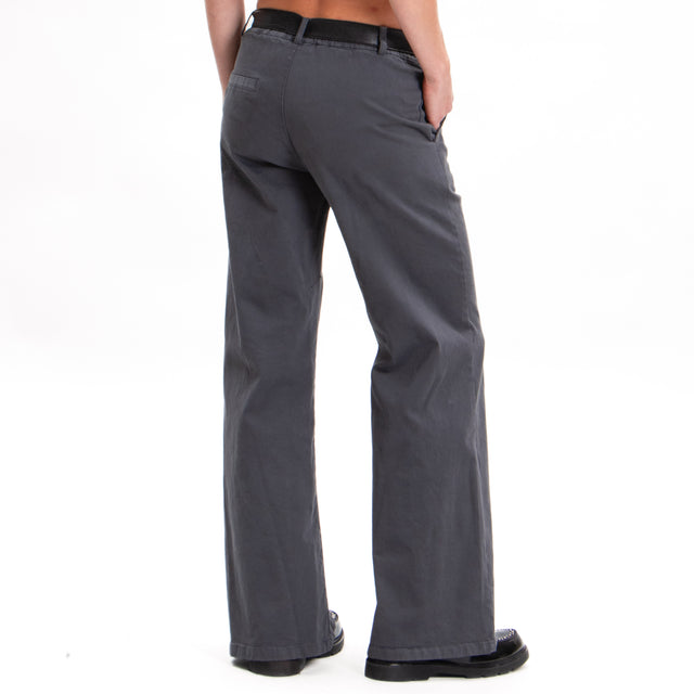 Zeroassoluto-Pantalone LILLY palazzo cotone elasticizzato - piombo