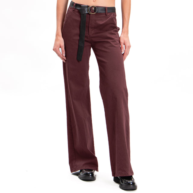 Zeroassoluto-Pantalone LILLY palazzo cotone elasticizzato - burgundy