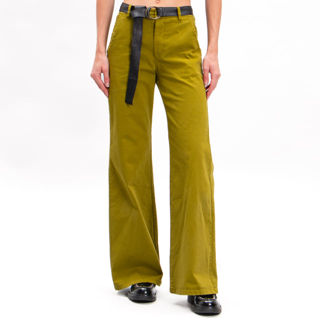 Zeroassoluto-LILLY palazzo pants in stretch cotton - oil