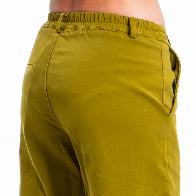 Zeroassoluto-Pantalone LILLY palazzo cotone elasticizzato - olio