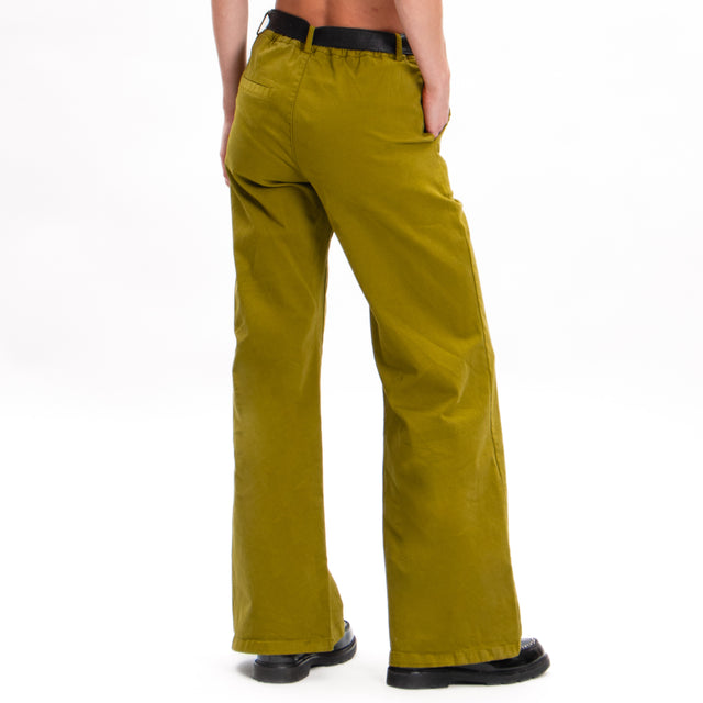 Zeroassoluto-Pantalone LILLY palazzo cotone elasticizzato - olio