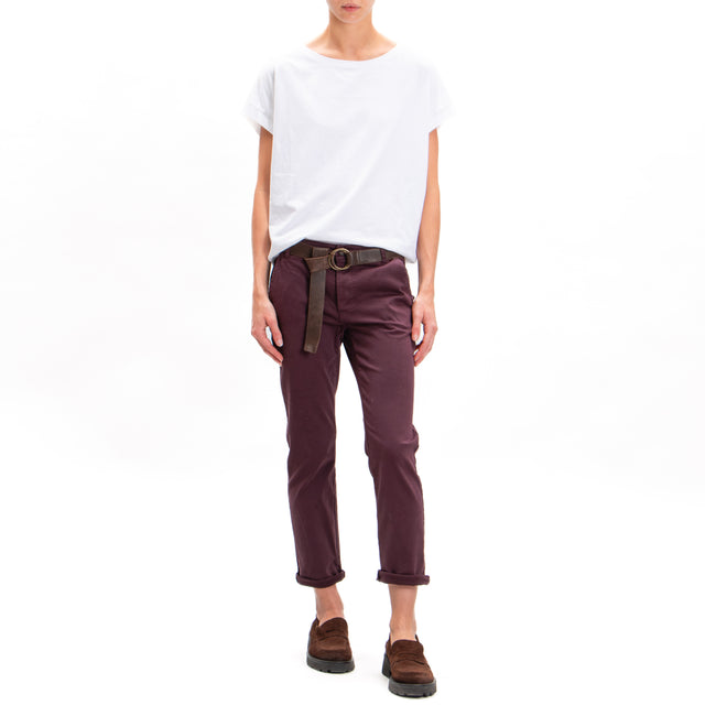 Zeroassoluto-Pantalone LOIS chino cotone elasticizzato - burgundy