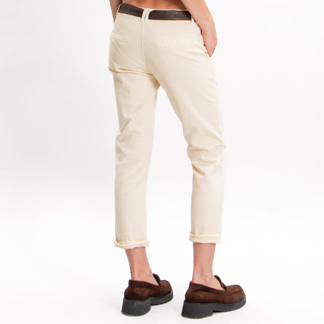 Zeroassoluto-LOIS stretch cotton chino trousers - butter