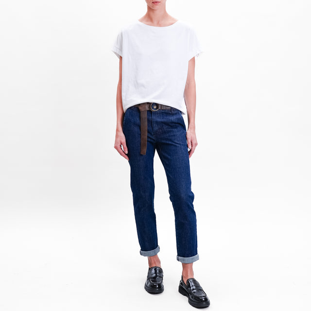 Zeroassoluto-Pantalone LOIS chino tela jeans elasticizzata - denim