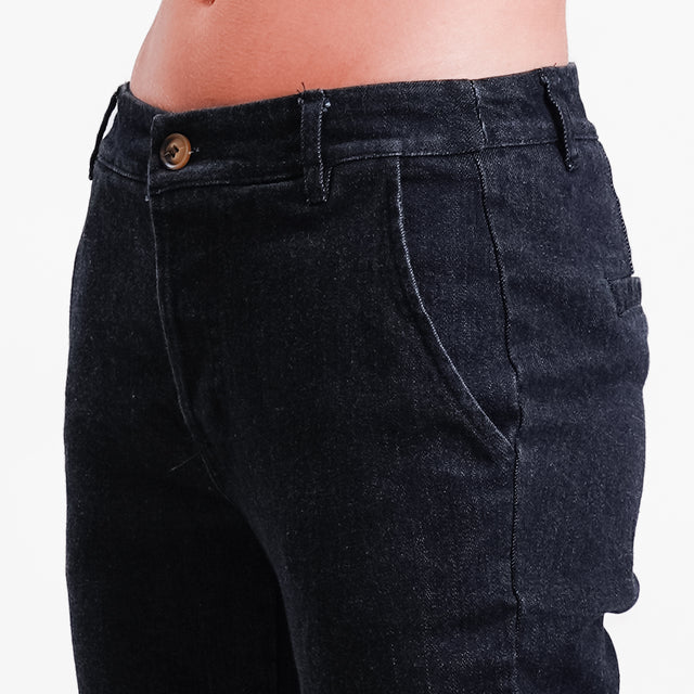 Zeroassoluto-Pantalone LOIS chino tela jeans elasticizzata - denim nero