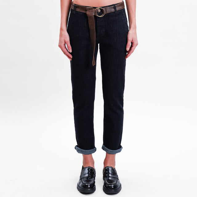 Zeroassoluto-Pantalone LOIS chino tela jeans elasticizzata - denim nero