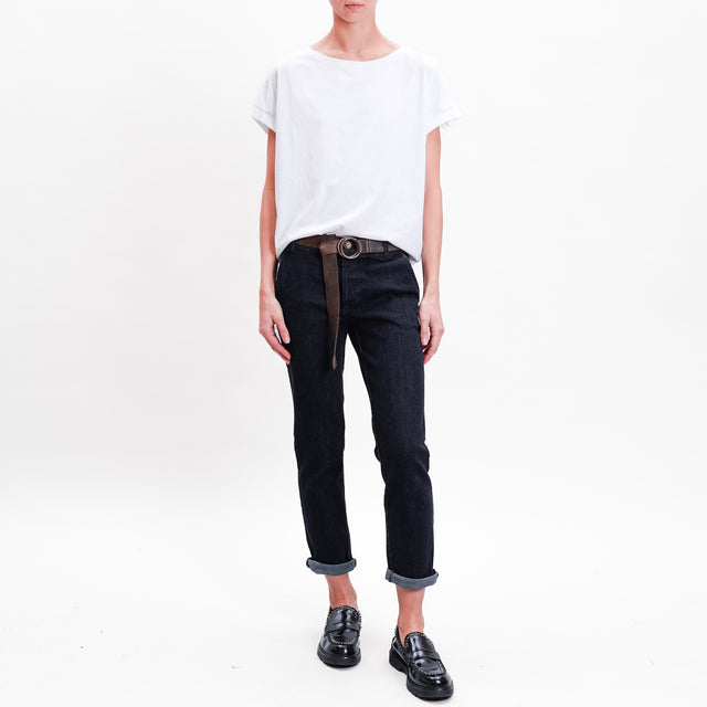 Zeroassoluto-Pantalone LOIS chino tela jeans elasticizzata - denim nero