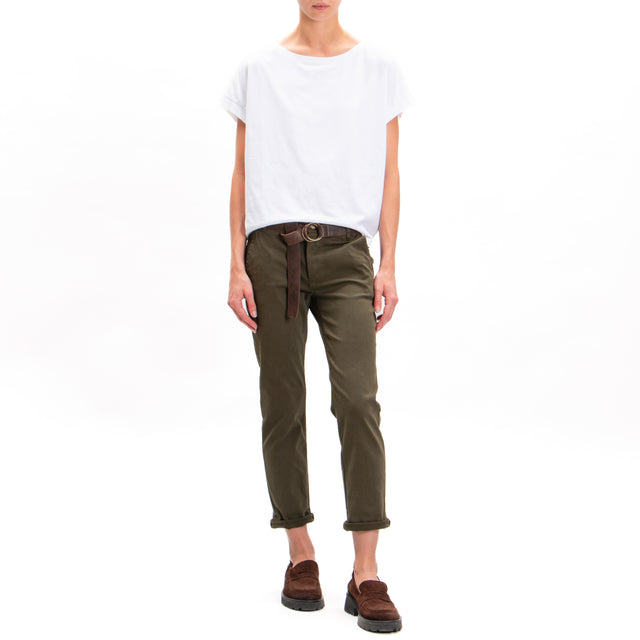 Zeroassoluto-Pantalone LOIS chino cotone elasticizzato - militare