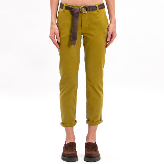 Zeroassoluto-LOIS chino stretch cotton trousers - oil