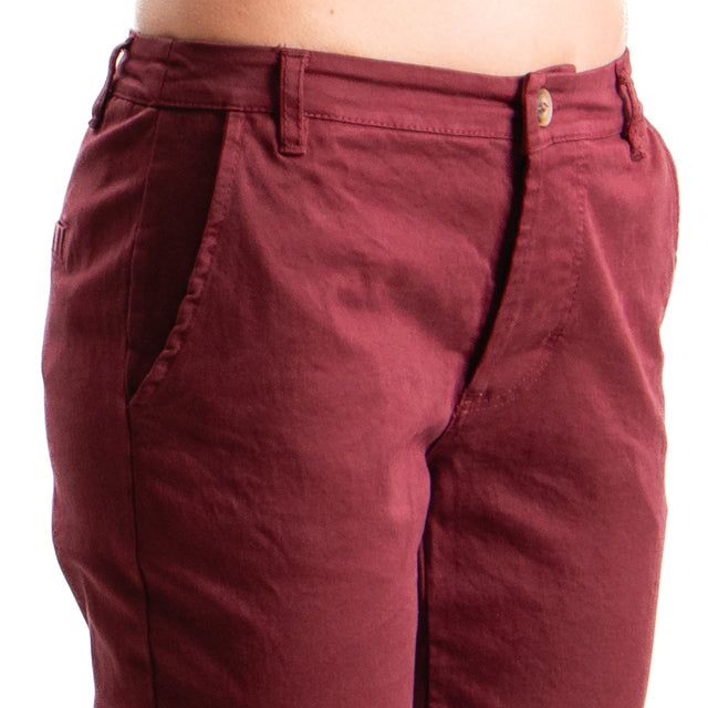 Zeroassoluto-Pantalone LOIS chino cotone elasticizzato - vino