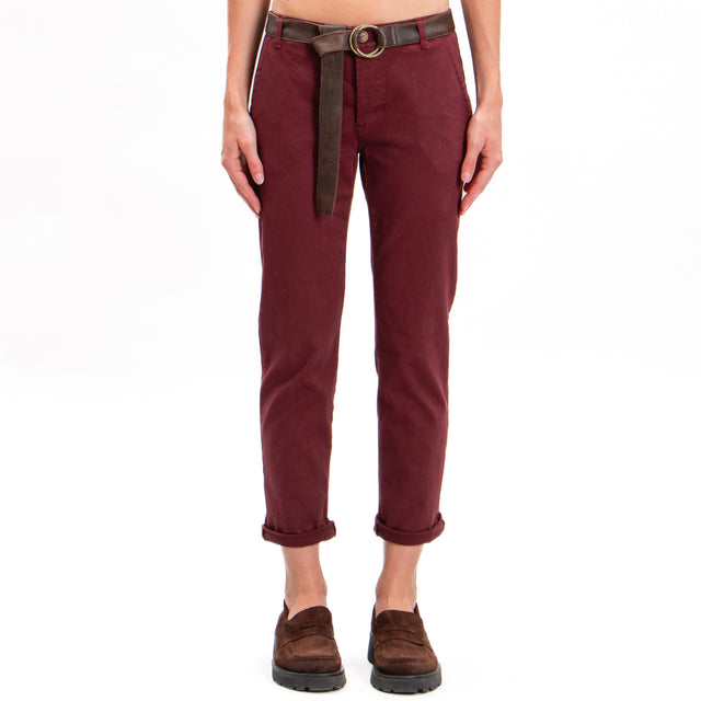 Zeroassoluto-Pantalone LOIS chino cotone elasticizzato - vino