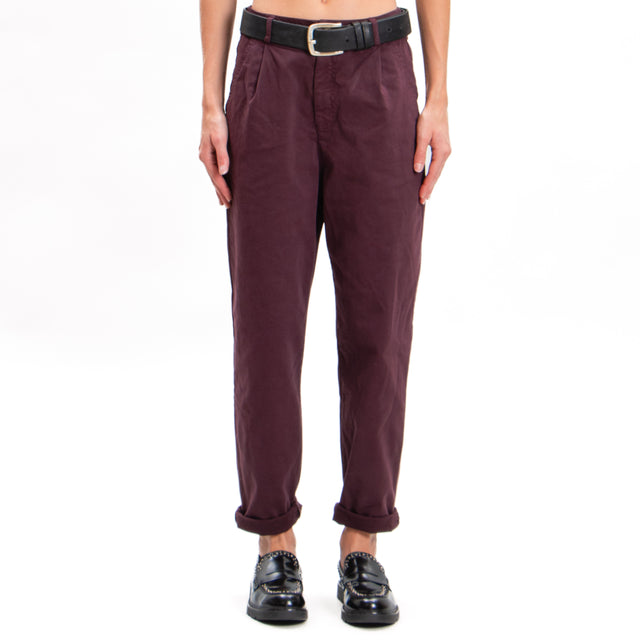 Zeroassoluto-Pantalone LOLA boyfriend cotone elasticizzato - burgundy