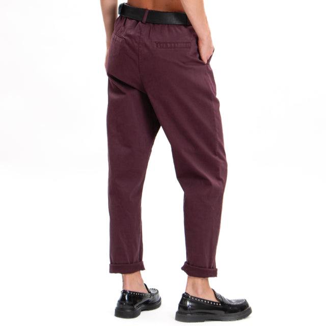 Zeroassoluto-LOLA boyfriend stretch cotton trousers - burgundy