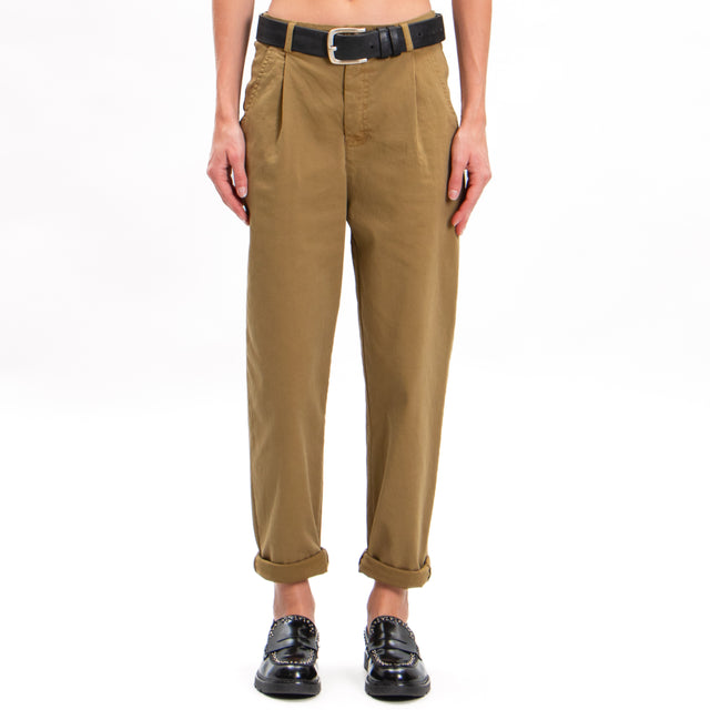 Zeroassoluto-LOLA boyfriend stretch cotton trousers - khaki